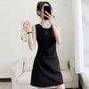 Abito Estivo da Donna Senza Maniche con Pieghe - Scollo Rotondo, Lunghezza Media, Vestibilità Slim, Elegante Stile OL