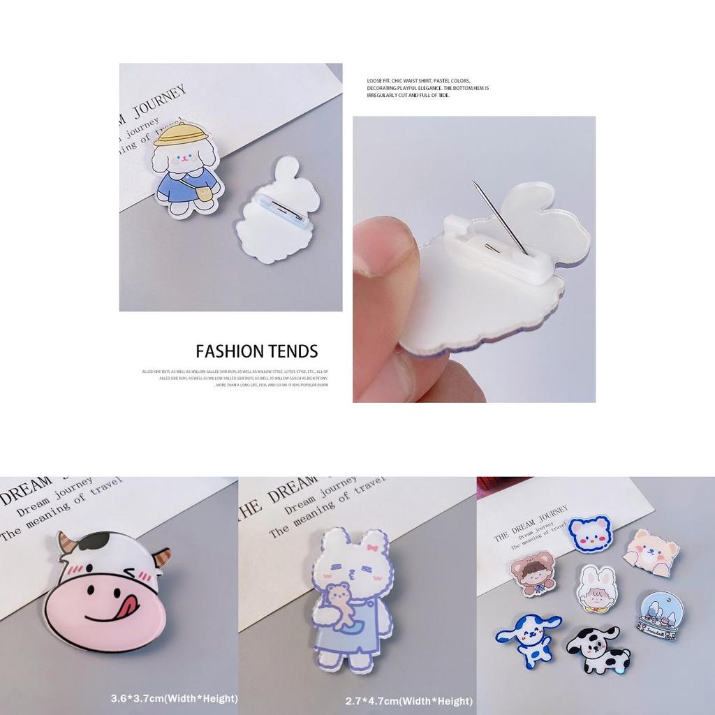 Adorables Broches de Perro, Conejo y Vaca de Dibujos Animados Para Decoración de Mochila y Bolso