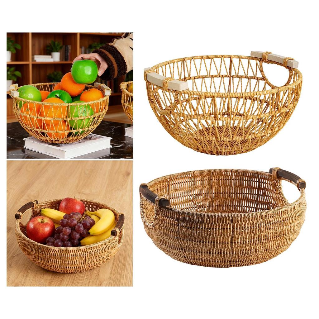 Fruit Basket ABS Plastic Woven Bowl Dish Basket for Cupcake Vegetable Display Party Dining Table