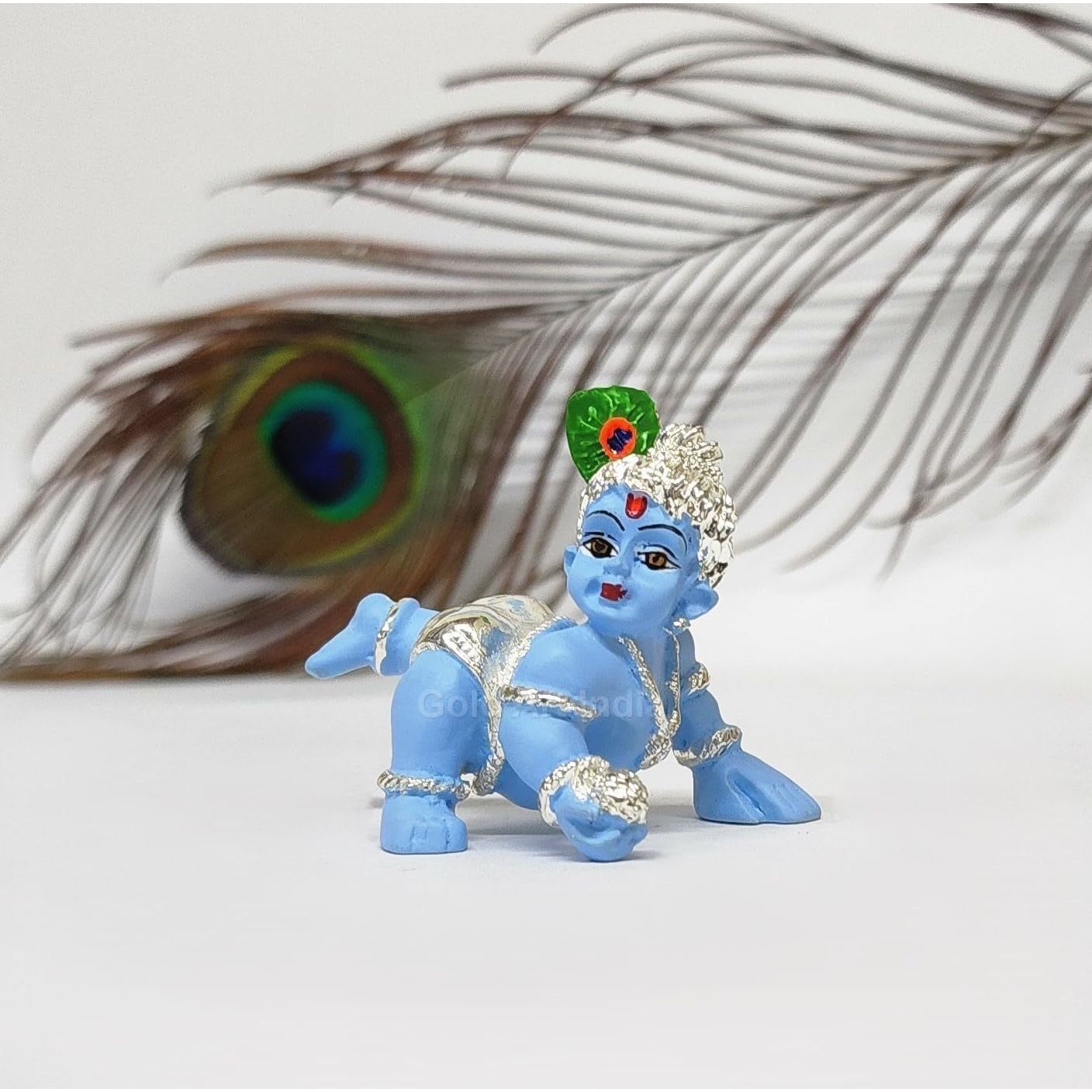 

Laddu Gopal Idol with Blue Terracotta Lord Krishna/Bal Gopal/Thakur Ji Murti | Gopal ji Janmashtami Special for Home Temple, Office Desk