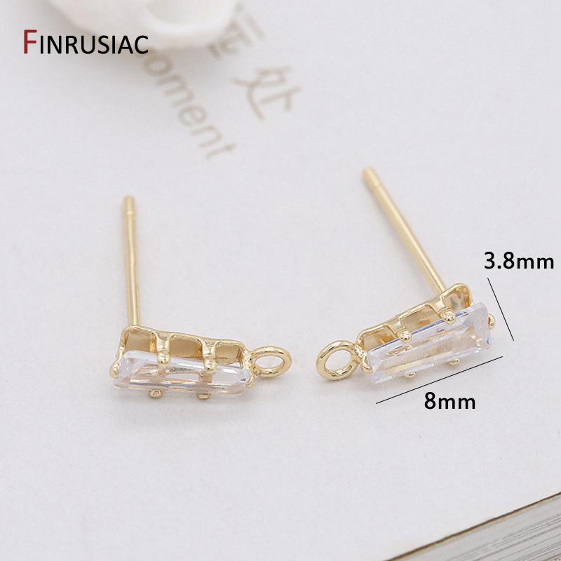 Handmade DIY Earring Making Supplies 14K Gold Plated Small Zircon Post Earrings Hooks Earring Findings Components