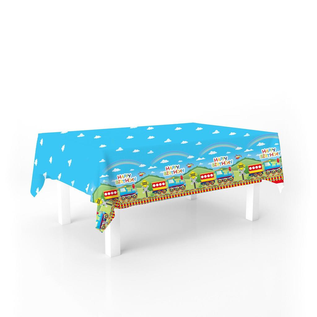 Little Train Birthday Party Disposable Tableware Set - Plates, Cups, Napkins, Tablecloth