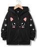 Kawaii Meme Cat Casual Hoodie Funny Cat Jacket for Boys Girls Zipper Winter Autumn Kids Warm Cartoon Sweatshirts Zip Up Hoody