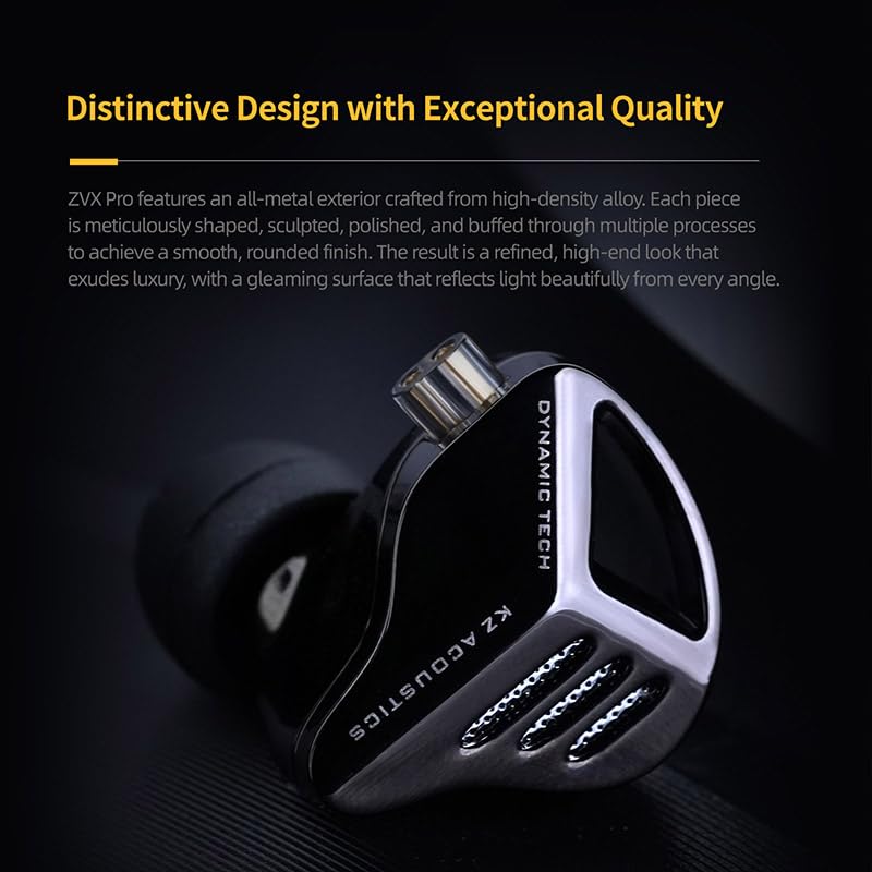KZ ZVX Pro Dynamic In-Ear Earphones with Internal Magnetic Dynamic Unit, In-Ear Type, HIFI Sound Quality, Magnetic Dynamic Driver, Expertly Tuned