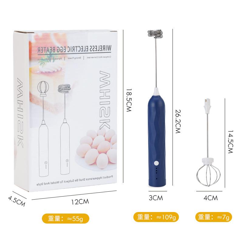 

2 в 1 USB перезаряжаемый электрический венчик для яиц мини-блендер миксер для виски кофе гаджеты для дома двойной головкой миксер для молока и выпечки бар синий