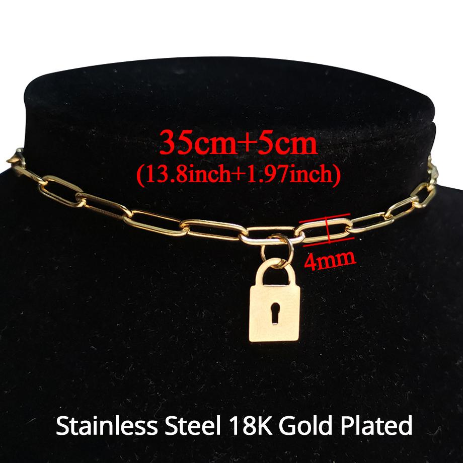 Gold Color Stainless Steel Choker Necklace Women Hip-hop Punk Short Box Link Neck Chains for Women Jewelry Collares De Moda 2019