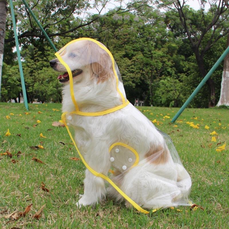 Pet Dog Puppy Transparent Rainwear Raincoat Pet Hooded Waterproof Jacket Clothes Soft PVC Small Dogs Raincoat Puppy Costumes Rain Poncho Pet Supplies
