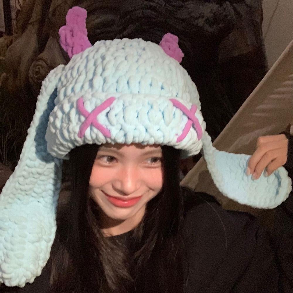 Elastic Knit Women's Warm Knitted Hat Thickened Warm Windproof Cap Winter Season