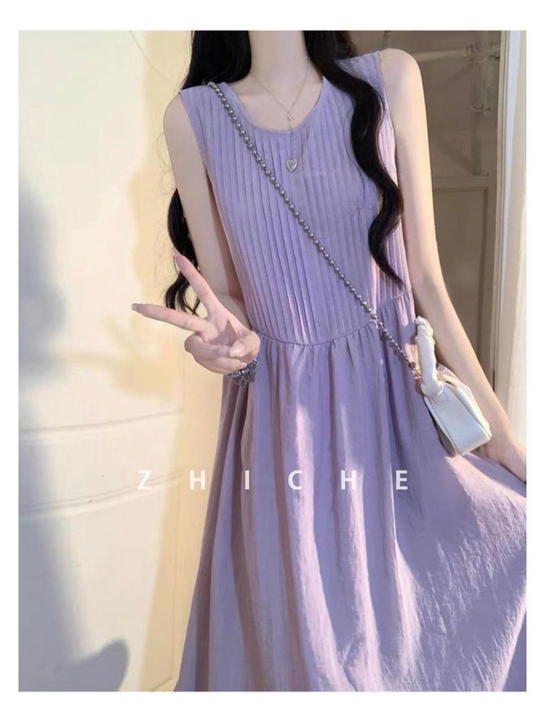 Purple Sleeveless Summer Beach Dress
