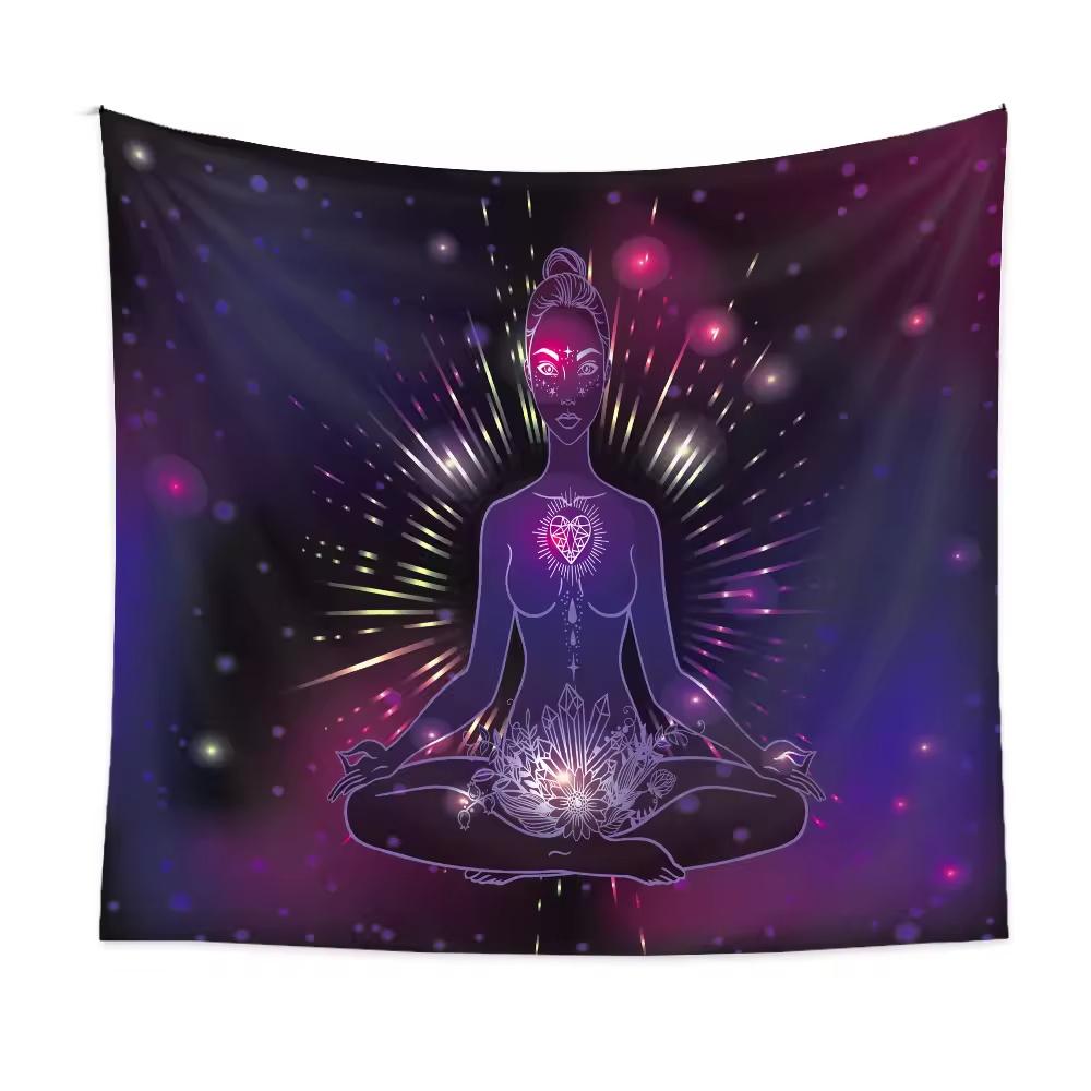 Seven Chakra Tapestry Indian Buddha Statue Meditation Wall Hanging Mandala Tapestry Witchcraft Bohemian Hippie Home Decor Yoga
