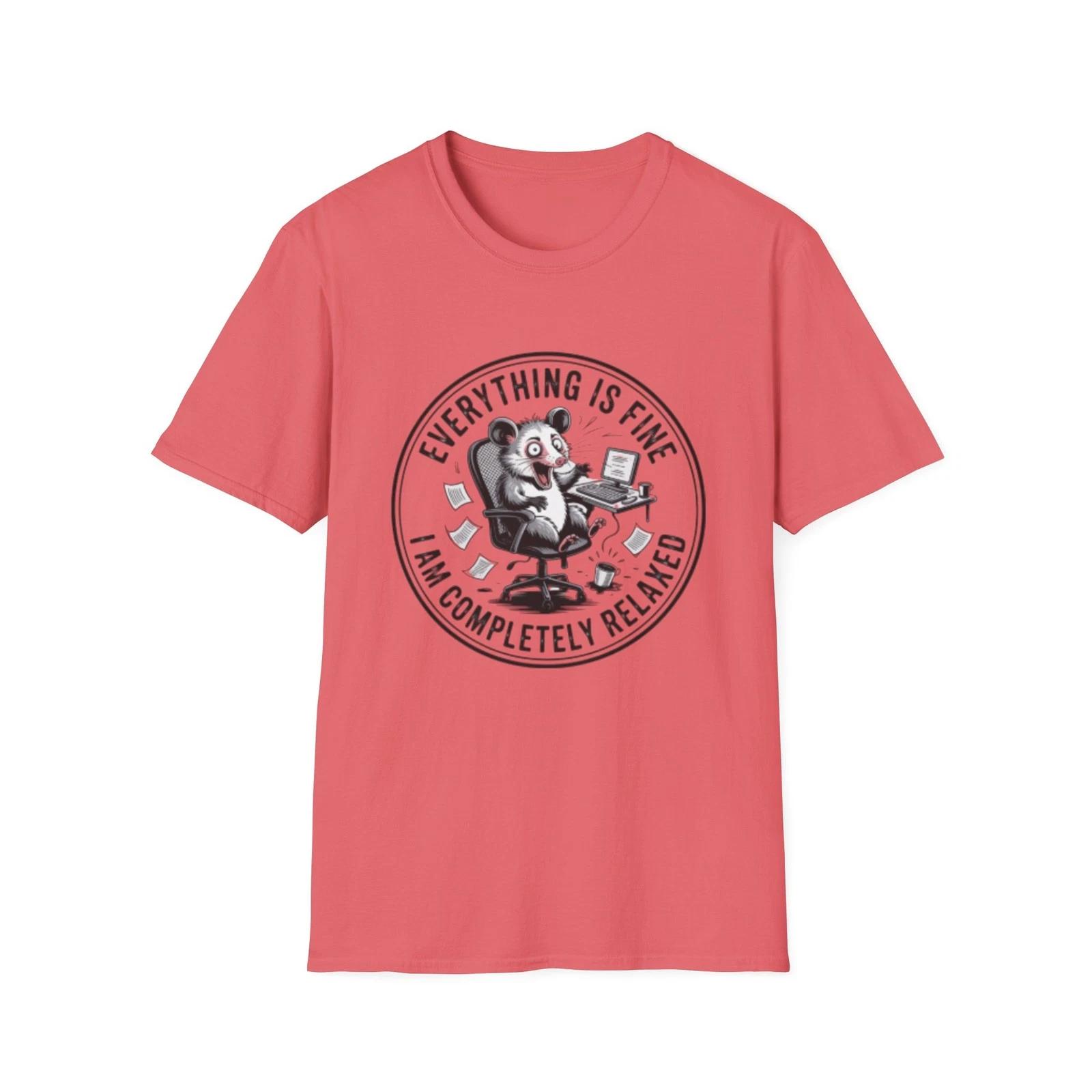 -Everything Is Fine Relaxed Possum T-Shirt | Sarcastic Animal Tee S