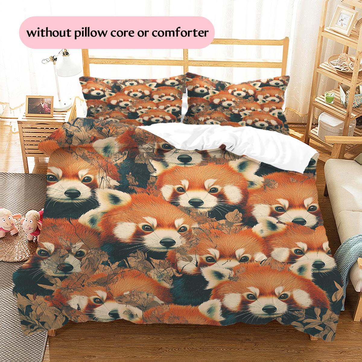 

Red Panda Pattern Bedding Home Decoration Birthday Gift (1 * duvet cover + 2 * pillowcase, without core) 135x200cm