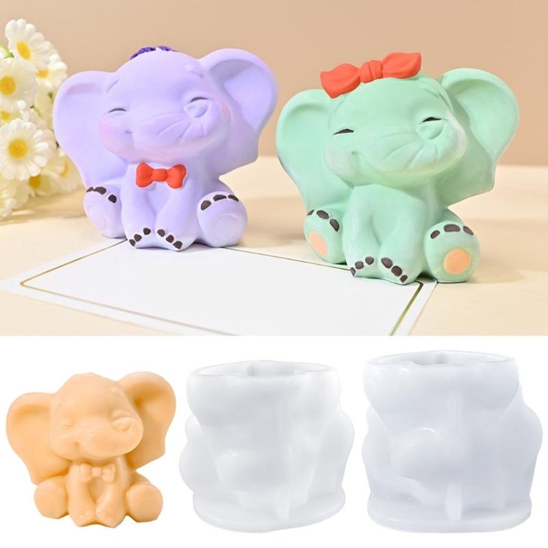 Lovely 3D Elephant Sturdy Silicone Mould Home Accessory for Creating Gypsum Resin Figurine Decorations Daily Casual Use
