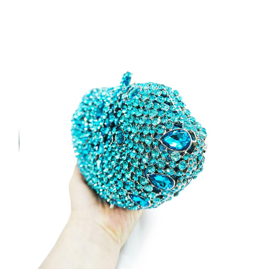 Lady Light Blue Diamonds Evening Clutch Bags Female Metalic Crystal Purse Party Handbag Luxury Woman's  Gems Clutches