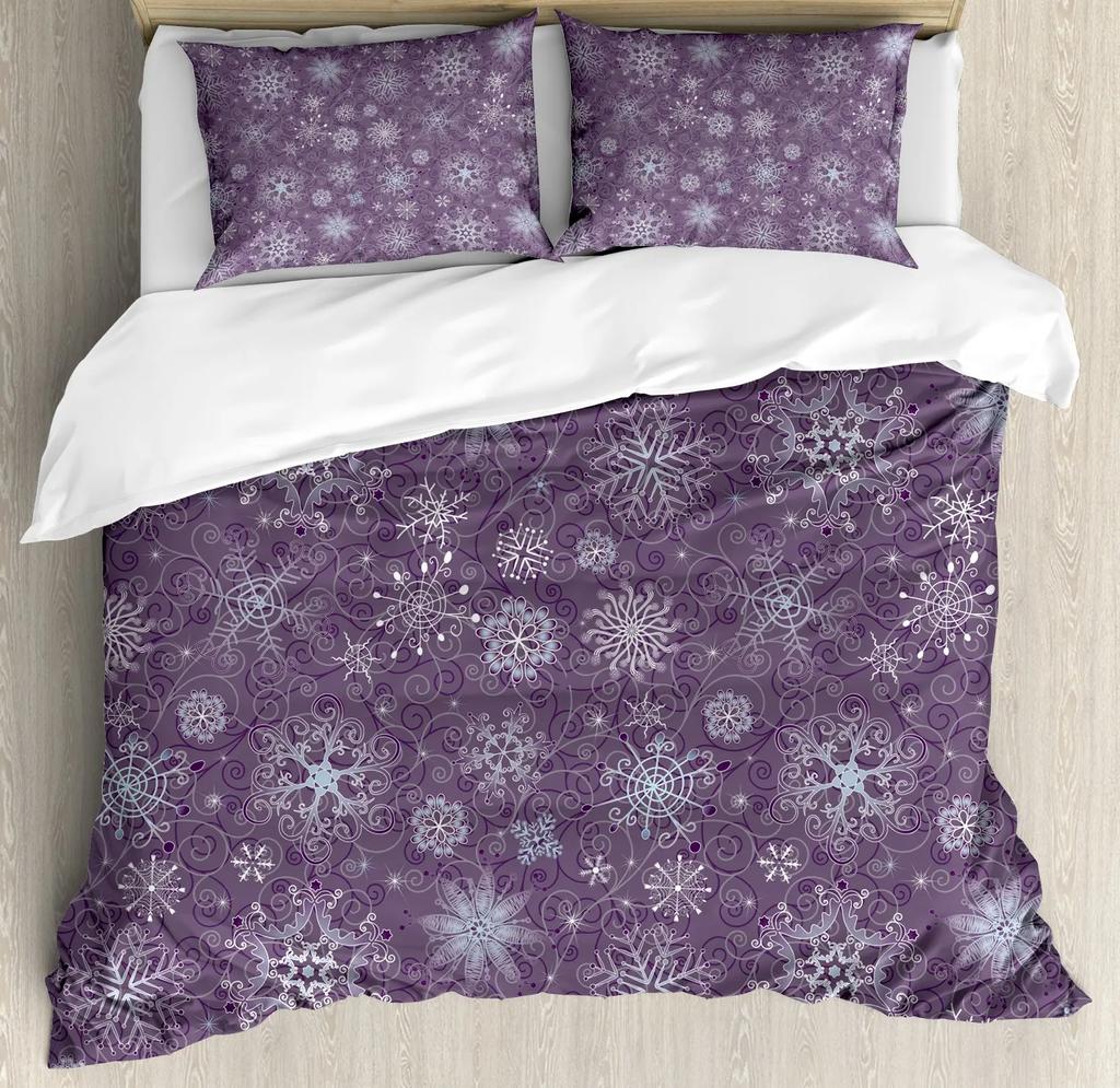 Comforter Winter Merry Xmas Theme Delicate Snowflakes Cold Freezing Weather Vintage Holiday Pattern Room Decorative Women Kids