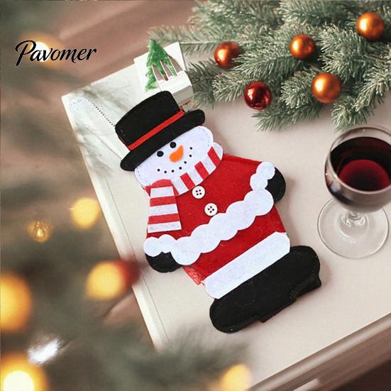 Christmas Tableware Decor Cutlery Holder Pockets, Santa Snowman Reindeer Bags, Pouch for Parties Bags Spoon Knife Fork, Xmas Party Dinner Table