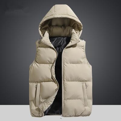 Men Autumn Thicken Cotton Sleeveless Vests Jacket Coat Mens Winter Warm Detachable Hat Outwear Waistcoat Hooded Vest Jacket Male