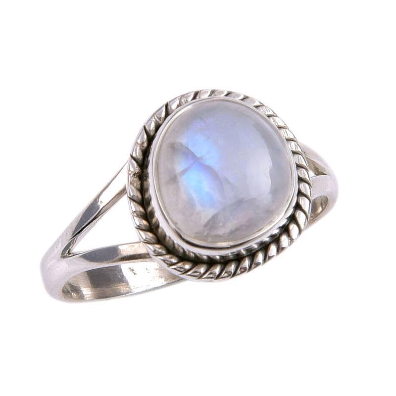 Natural Rainbow Moonstone Gemstone Handmade 925 Solid Silver Gift Ring S.8 u1P19