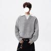 Light Luxury Ruffian Handsome Lazy Style Men's Lapel Fake Two-piece Heavy Sweater Casual Fashion Retro Versatile Knitted Polo