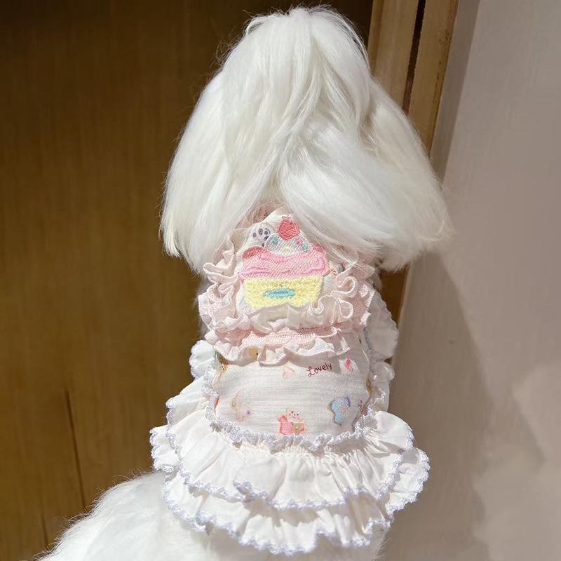 

Кружевное летнее платье в стиле принцессы для собак - Удобная посадка для бишонов и йоркширских терьеров S: Chest 35cm, Back 25cm, 3-4 lbs