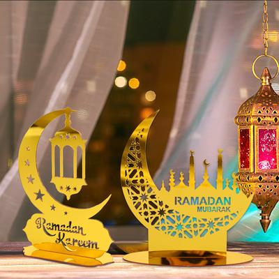 Gold Acryl Ramadan Kareem Ornamente Mond Sterne Laterne Eid Mubarak Hause Tisch Dekorationen 2024 Islam Muslim Festival Party Geschenk