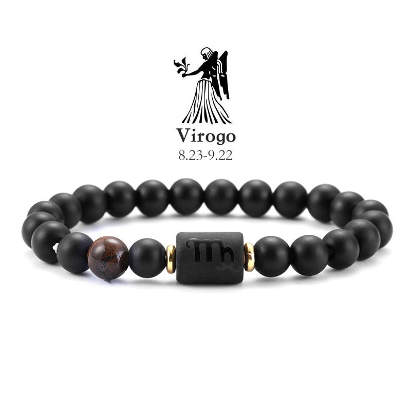 12 Zodiac Natural Stone Bracelets - Cancer, Virgo, Leo, Libra Designs, Ideal Couples & Friendship Gifts, Unisex Jewelry (Pulsera