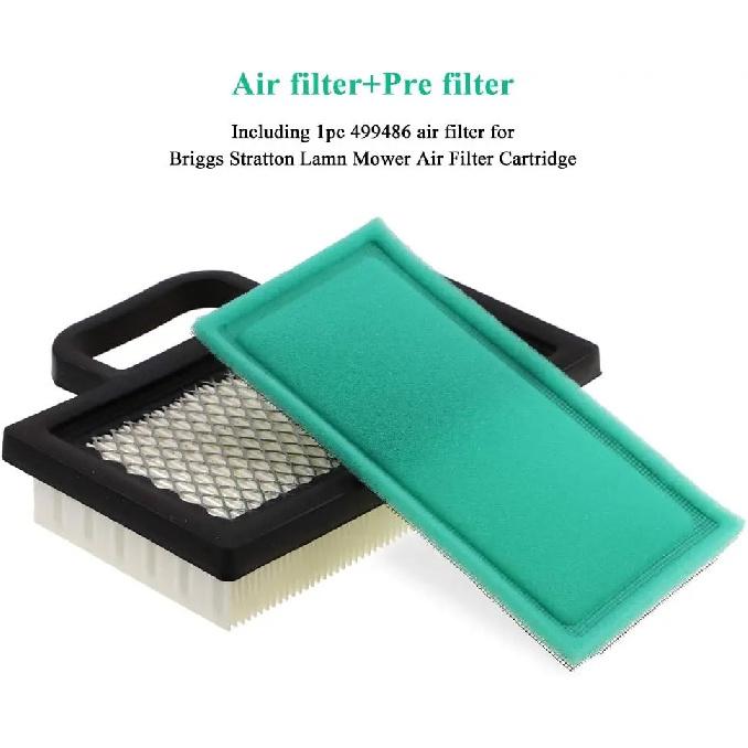 Air Filter Oil Filter Kit for Briggs Stratton Intek V-Twin 18-26 HP Engine, Replaces 499486S AM125424 for John Deere L120 L111