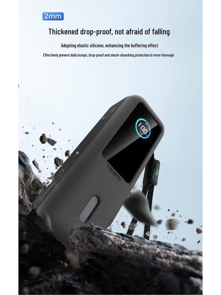 Anker PowerCore 165W Protective Case with Built-in Retractable Cable - Drop-Proof Full Coverage.