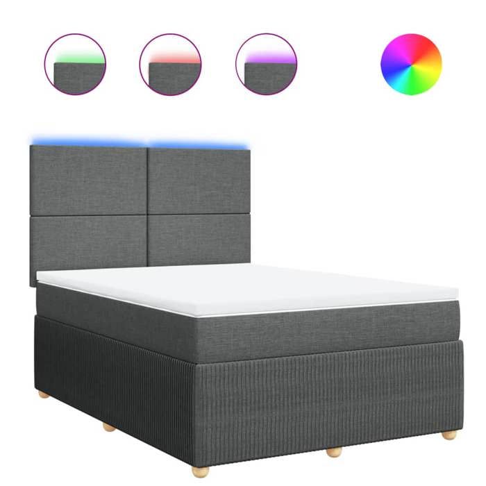 VidaXL Sommier à lattes de lit avec matelas Gris foncé 160x200cm Tissu 3294401