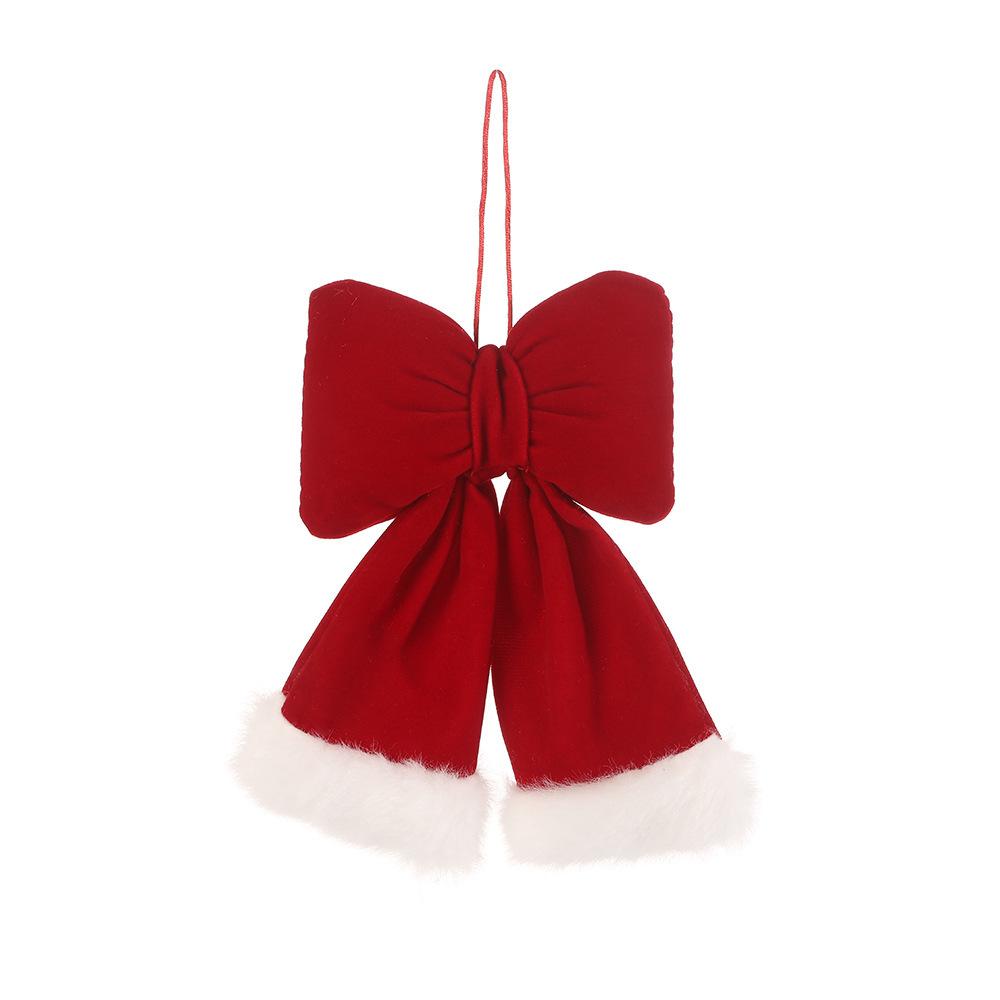 1pcs Red Bows Christmas Tree Decorations Velvet Ornament Bow with Rope for Xmas Home Wreath Fence Stairs Railing Fireplace Decor