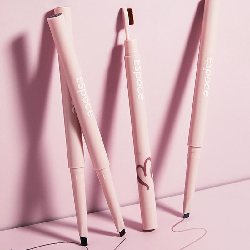 Automatická rotace tužky na obočí Trojúhelníková oboustranná tužka na obočí dlouhotrvající tužka na obočí bez rozmazání se štětečkem