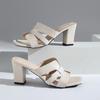 Elegant Square Toe Gladiator Sandals Mujer Women 2025 Summer White High Heels Slippers Women Sexy Slip On Party Dress Shoes