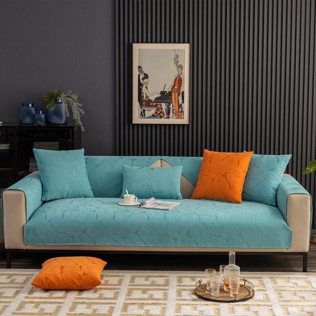 Modern Jacquard Chenille Cover For Sofa Couch Leaf Slipcovers Sectional Armrest Covers Furniture Protector Sofa Towel Non -Slip