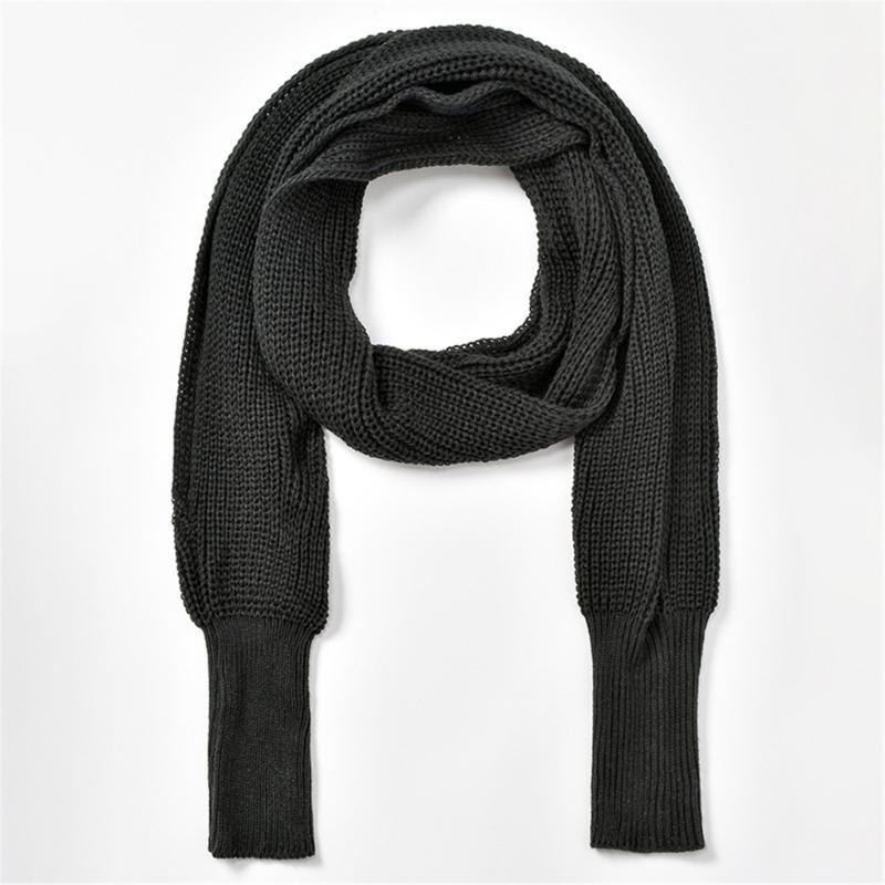 Womens Crossed Back Knitted Cover Up Scarf with Sleeves Sweater Shawl Wrap Shrug Layering Solution For Chilly Environment