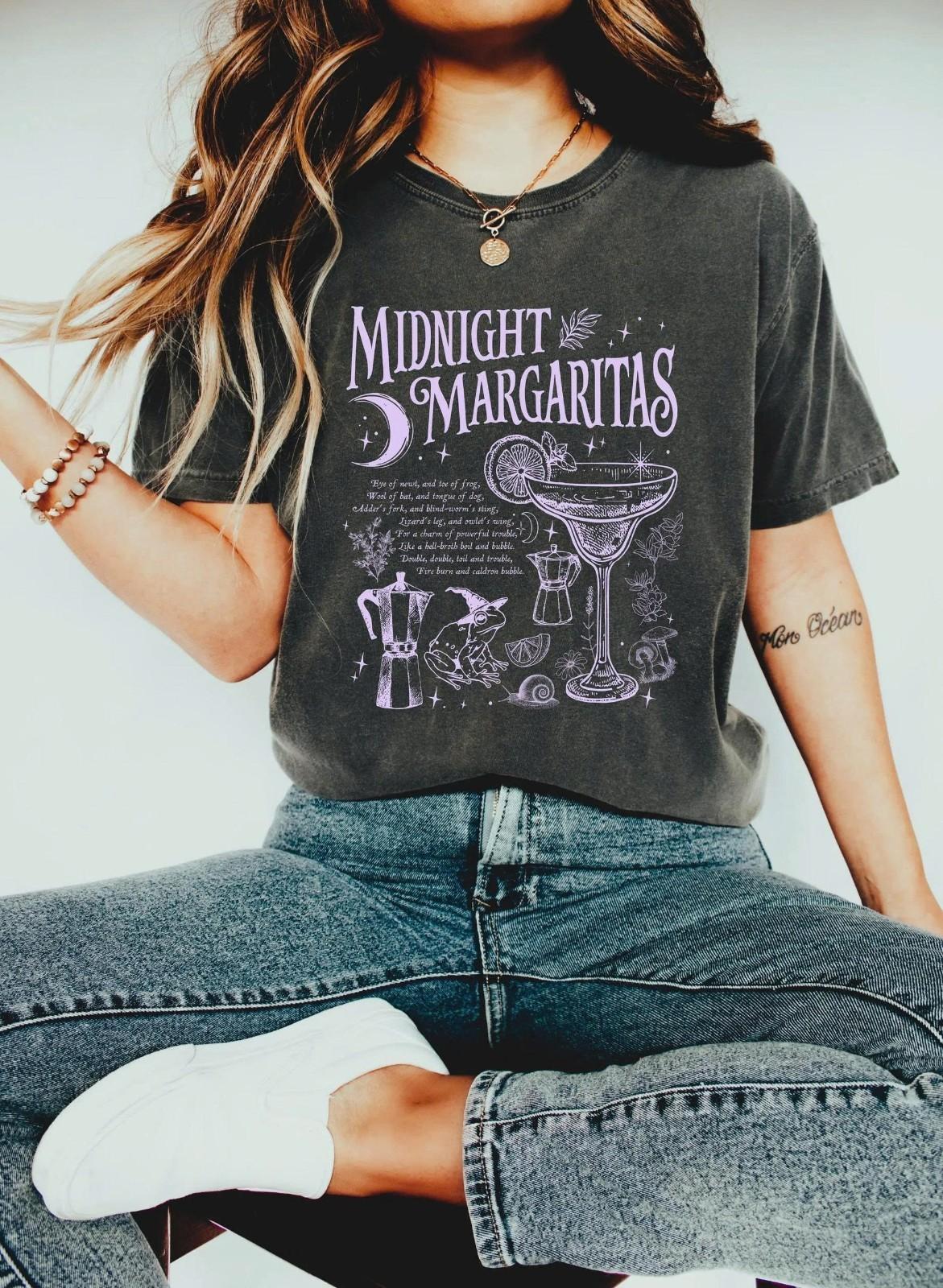 Mitternachts-Margarita-Shirt, Salz Rosmarin Lavendel Liebe Shirt, Witz M gray