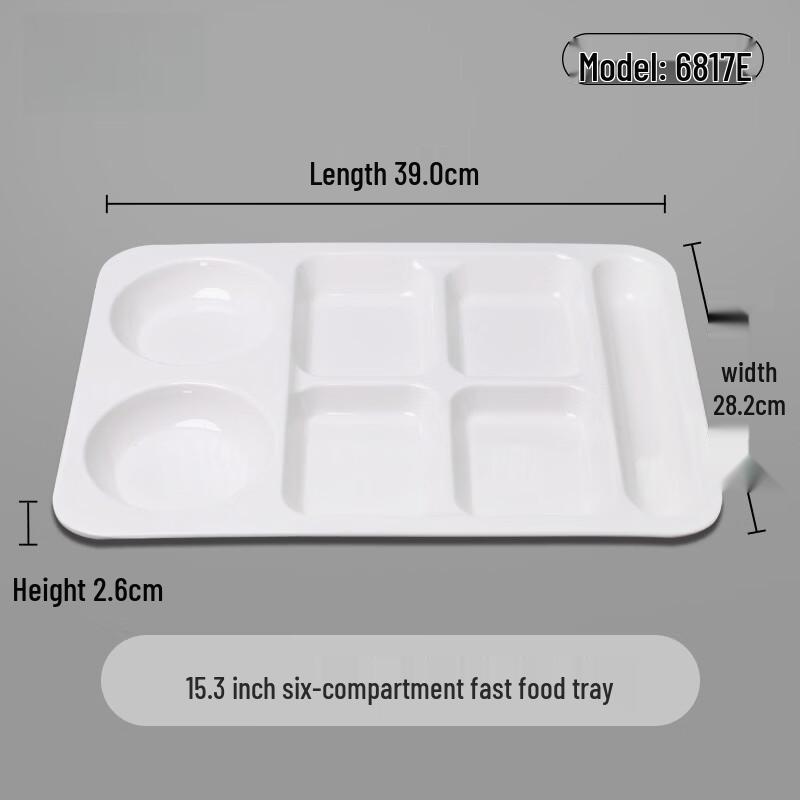 Ruhan 15.3-inch 6-Compartment Melamine Cafeteria Tray