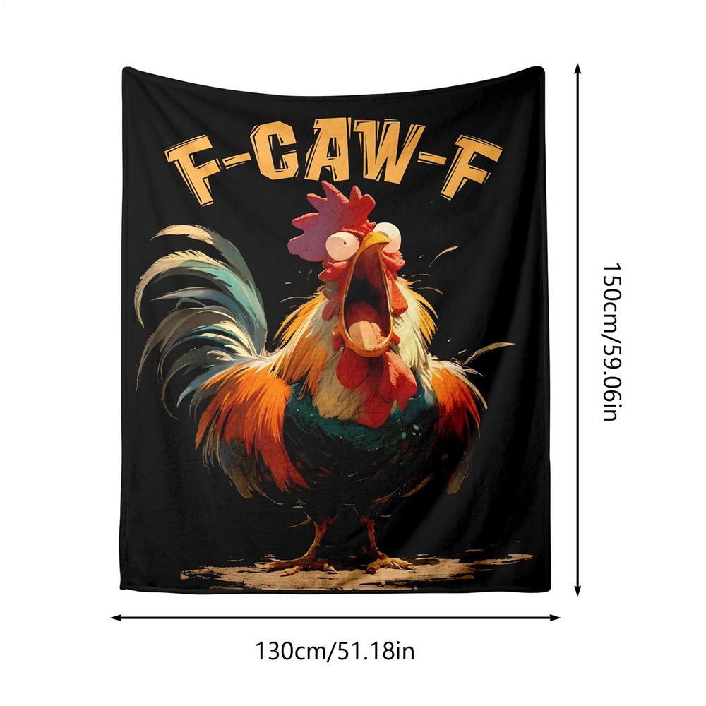Funny F-Caw-F Chicken FCAWF Plush Blanket Novelty Velvet Throw Blanket For Home Decor Super Warm Holiday Stocking Stuffers