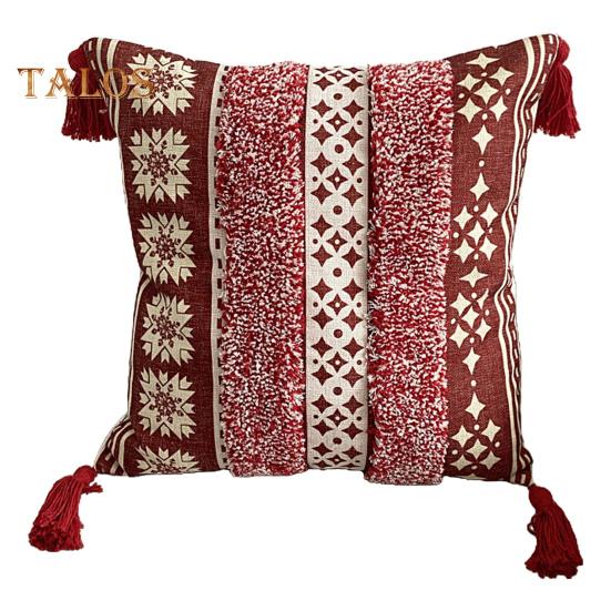 

45x45 см тафтинговая наволочка с кисточками в богемном этническом стиле с геометрической застежкой-молнией хлопковый диван украшение для спальни наволочка 45x45cm красный