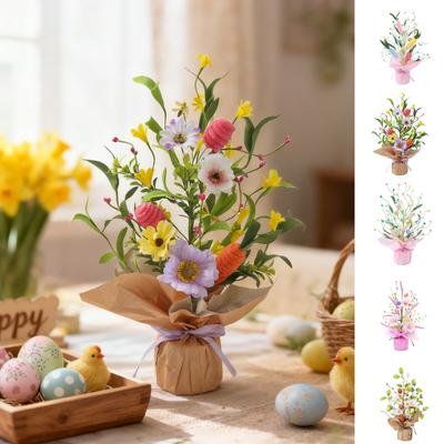 Easter Decoration Easter Egg Bouquets , Flower Arrangement Props Twirling Home Party Desktop Decoration