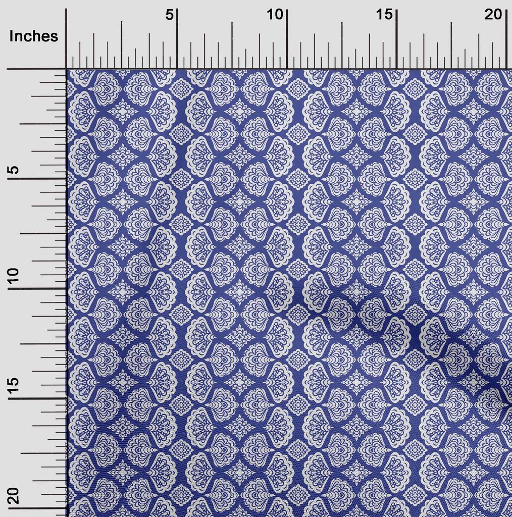 oneOone Cotton Flex Blue Fabric Asian Block Sewing Craft Projects Fabric Prints by Yard 40 Inch