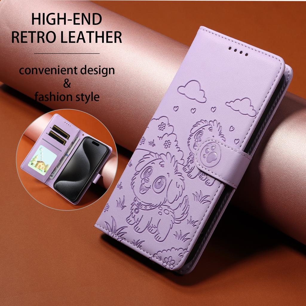 For Xiaomi 17 Pro Max Case RFID Blocking Imprinted Dog Pattern PU Leather Phone Cover with Wrist Strap