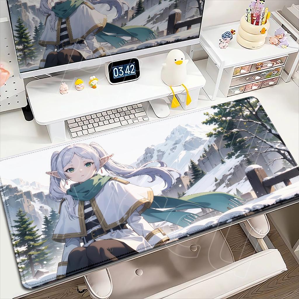 HD Printing Frieren At the Funeral Mousepads Anti-Slip Rubber Bottom Mousepad Large Size Esports Games Office Desk Pad Table Mat