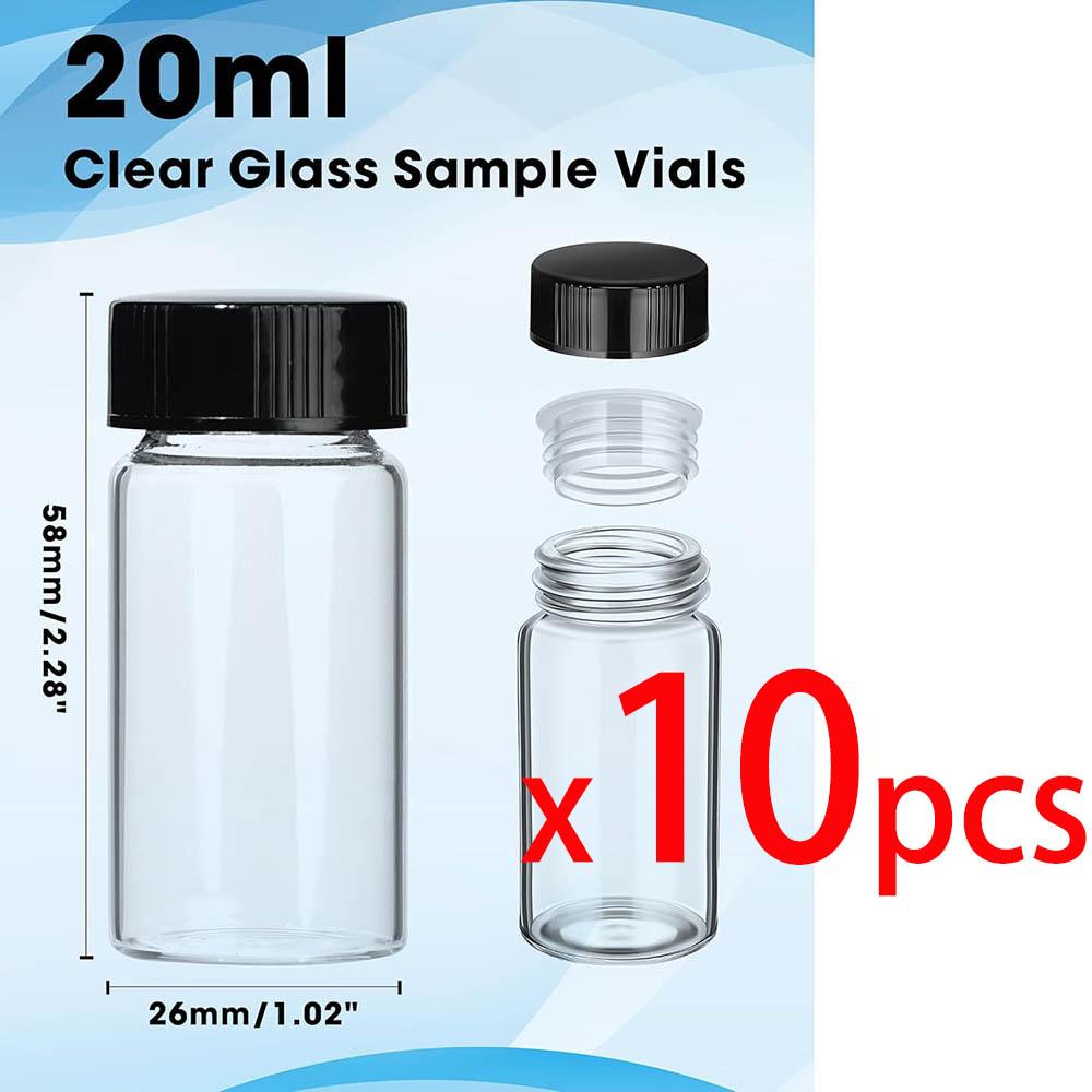 

20ml/30ml Clear Small Glass Vials with Screw Caps, Small Vials for Essential Oil, Leak-Proof Sample Vials with Lids(10pcs)