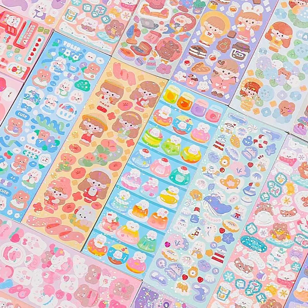 111-1111PCS Cute Stickers Kawaii Cartoon Laser Sticker No repeat for Diary Kid DIY School Students Decoration Stationery