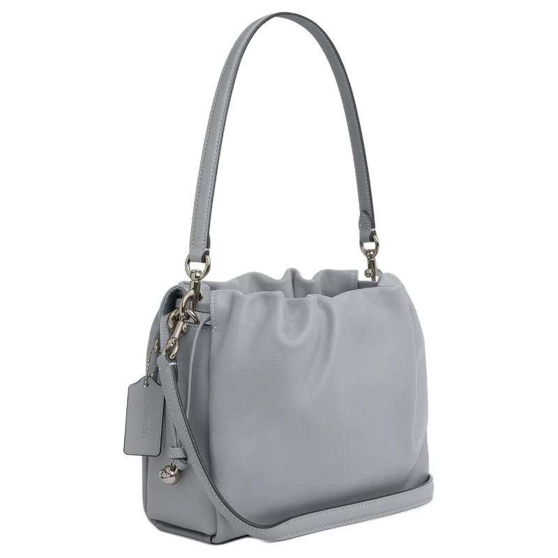 Coach Faye 22 Logo Removable Shoulder Strap Smooth Leather Crossbody Shoulder Bag Small Women's Gray Blue