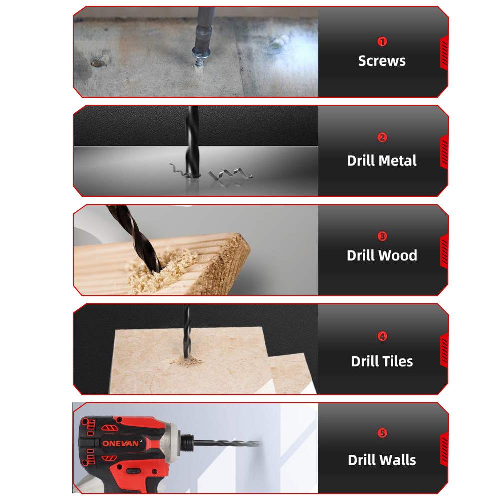 ONEVAN 588N.M Brushless Electric Drill Cordless Screwdriver With 3 LED Light 5 Speed Torque Lithium-Ion Battery For 21V 18V Tools