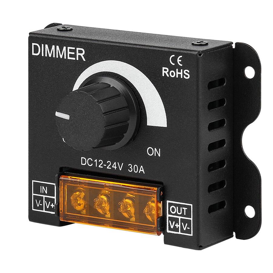 

Manual Knob Dimmer Controller DC 12V-24V 30A For Single Color LED Strip Lights