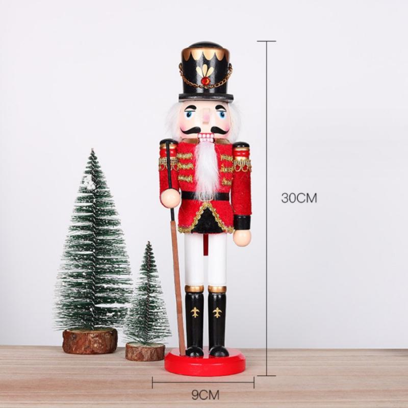 1Pcs 30Cm Cartoon Walnut Soldier Home Decoration Christmas Ornament Wooden Nutcracker Puppet Desktop Decor