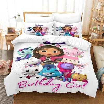 Gabbys Dollhouse Ložní souprava Jednolůžko Dvojlůžko Plná Velikost Queen King Ložní souprava Dospělý Dítě Ložnice Povlečení Sady 3D Anime Prostěradlo