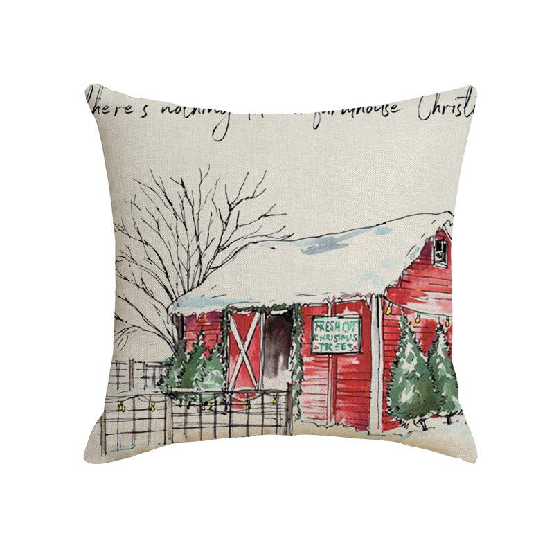 

Nordic Ins Style Christmas Pillow Cover Home Sofa Bedroom Printed Linen Custom Linen Cushion Cover 45 * 45Cm-linen (excluding pillow core)